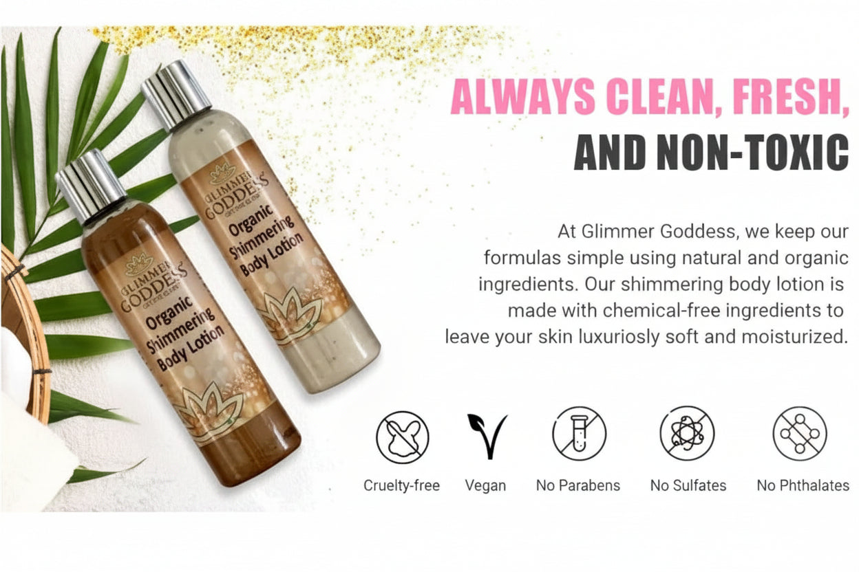 Glimmer Goddess Organic Shimmer Body Lotion - Gold Super