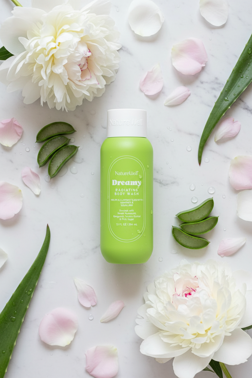NatureWell Dreamy Body Wash Flatlay